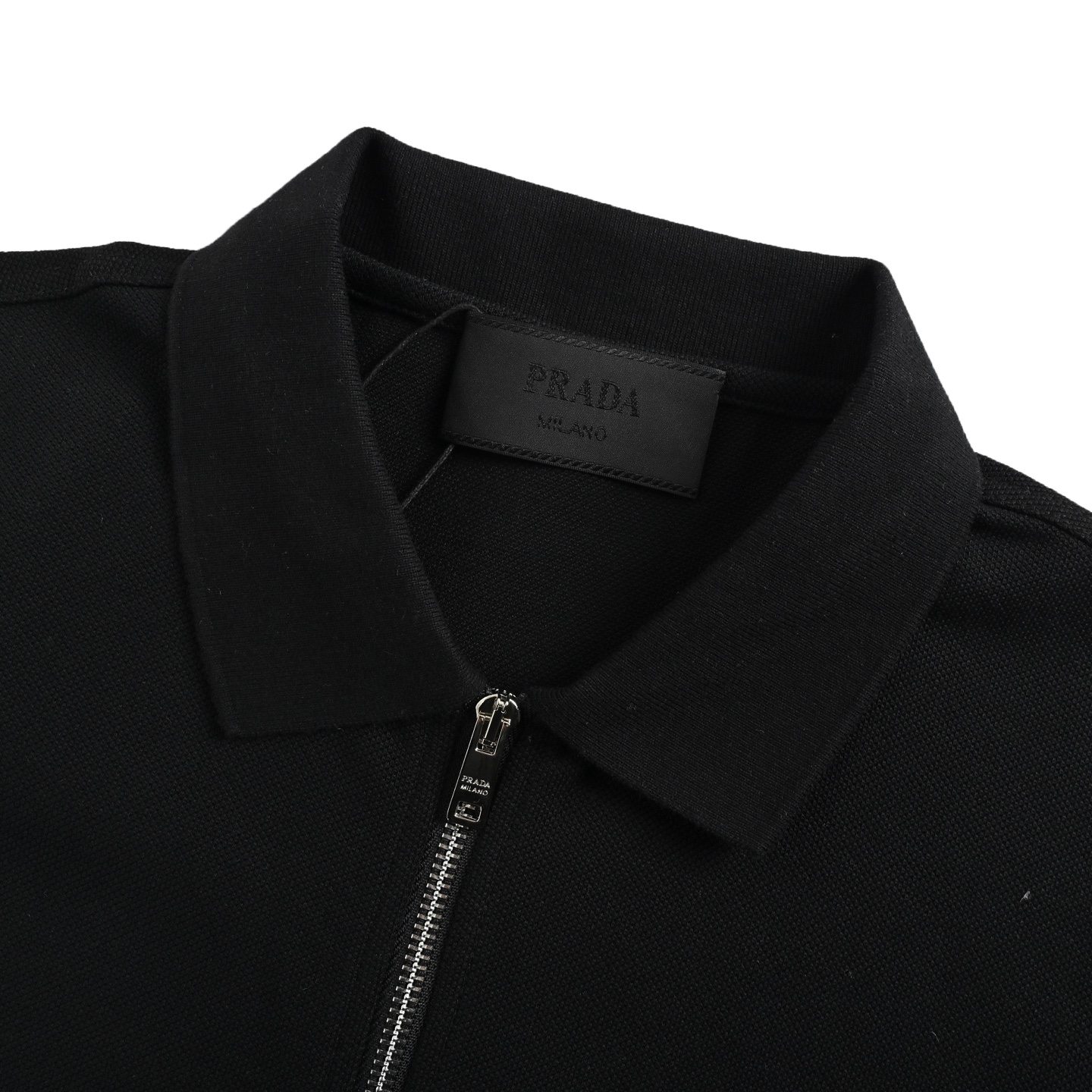 Prada 25ss triangle logo half zip polo short sleeve