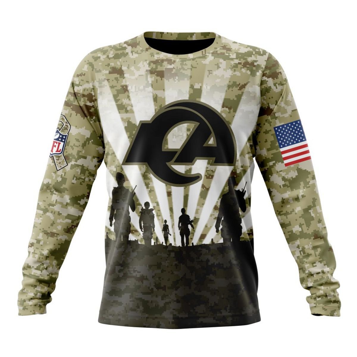LOS ANGELES RAMS 3D HOODIE HONOR VETERANS