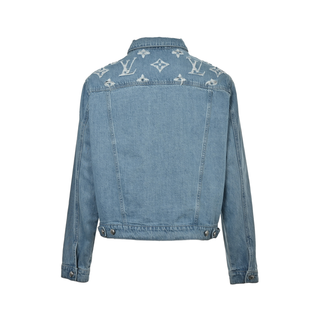 Louis Vuitton 24Fw washed monogram ripped denim jacket