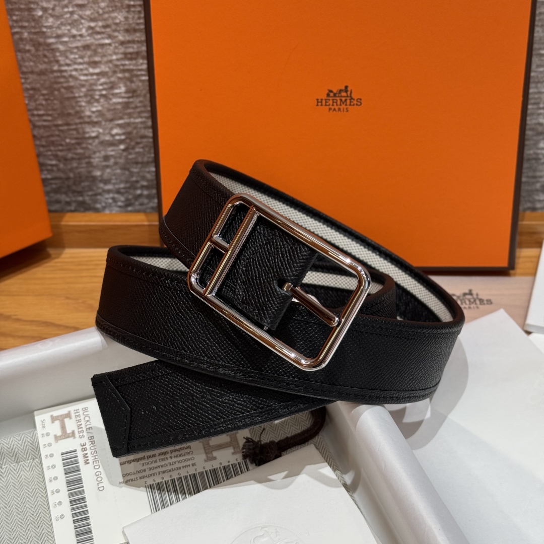 Hermès Half Cod Riviera double-faced leather belt, 3.8cm wide