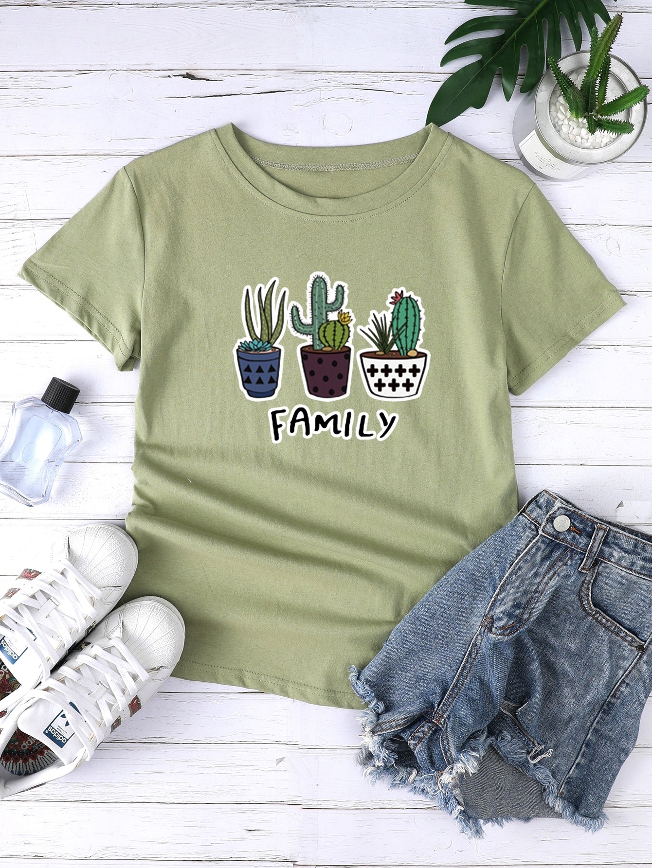 Letter & Cactus Print Tee