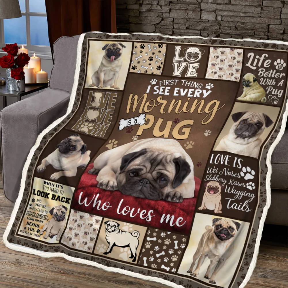 A Pug Who Loves Me Sofa Throw Blanket