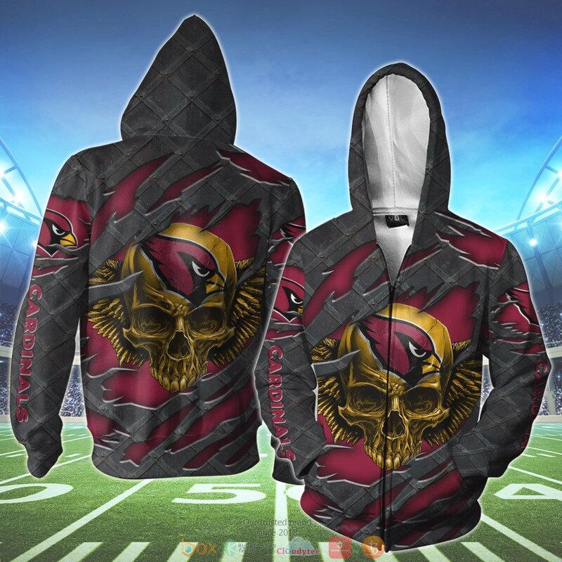 ARIZONA CARDINALS WINGS SKULL 3D HOODIE