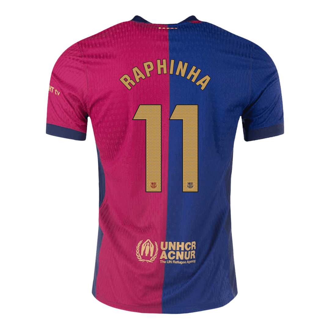 Authentic Barcelona RAPHINHA #11 football shirt, home jersey 2024/25, Spotify logo without text
