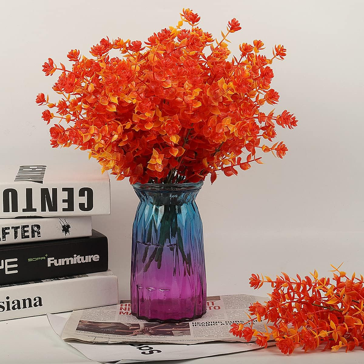5 Bundles Artificial Fall Flowers No Fade Faux Autumn Plants