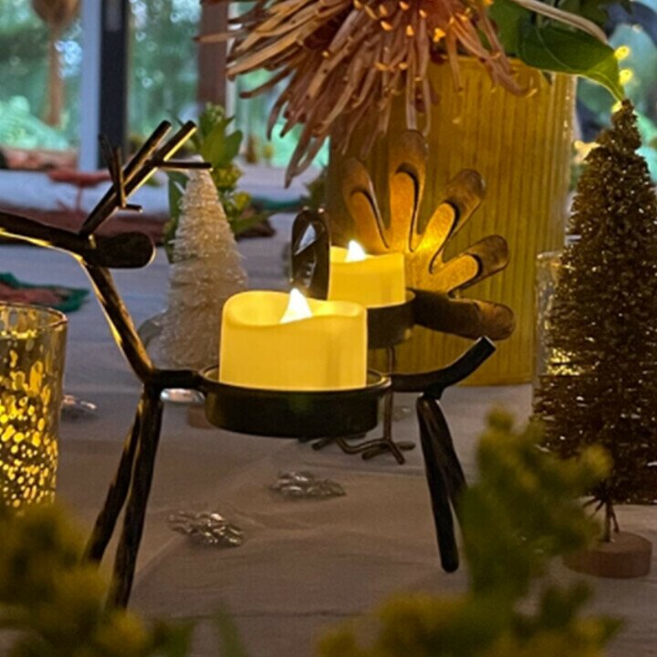 Christmas Promotion-Set Of 2 Reindeer Tea Light Holders