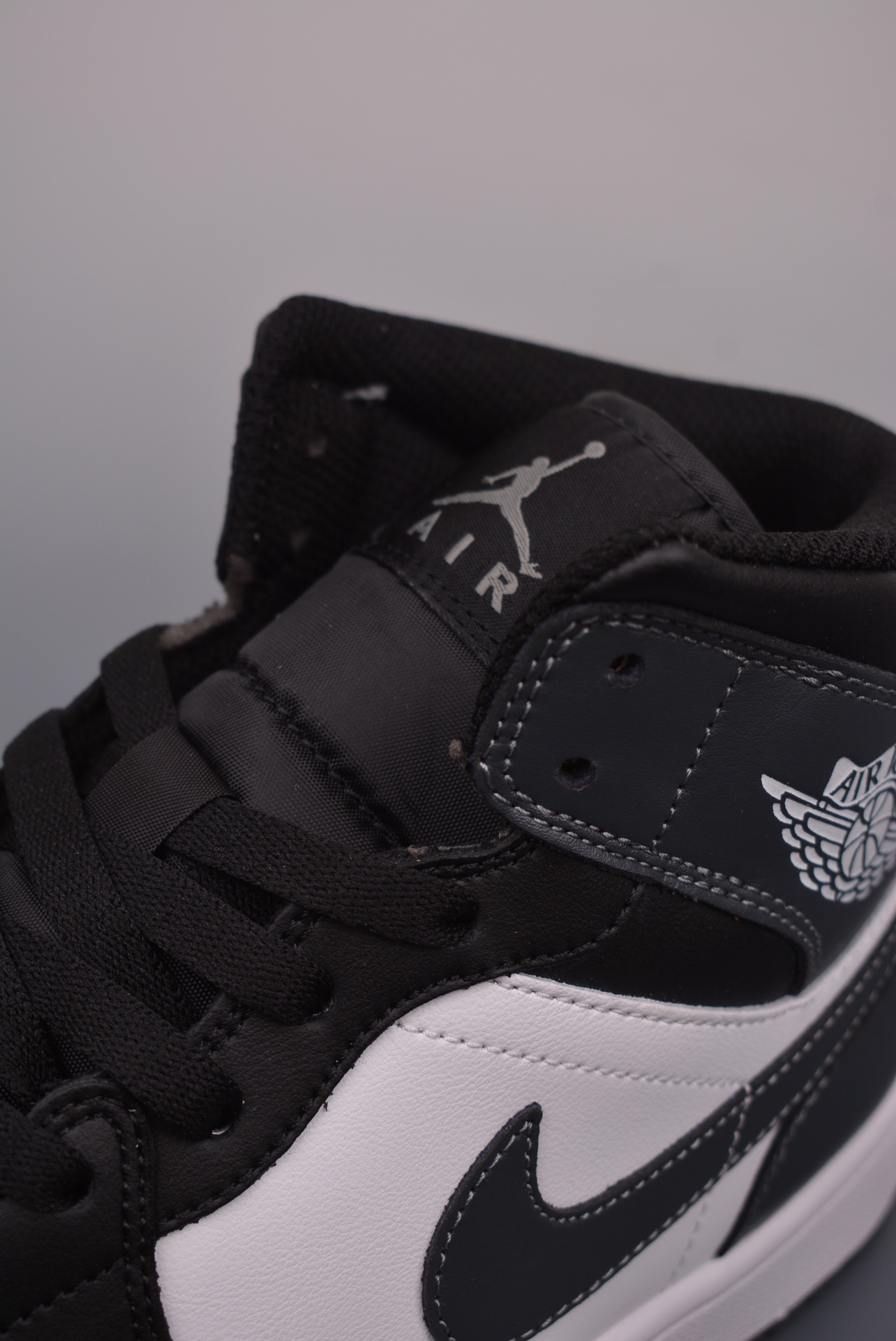 Air Jordan 1 Mid Grey and Black Panda Toe