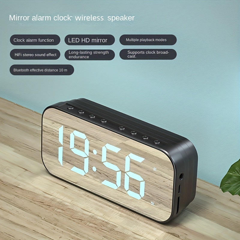 5.0 Burst Wireless Speakers 47244.09inch/Ah New Mini Home Small Mirror Sound Remote Alarm Clock Smart Speakers