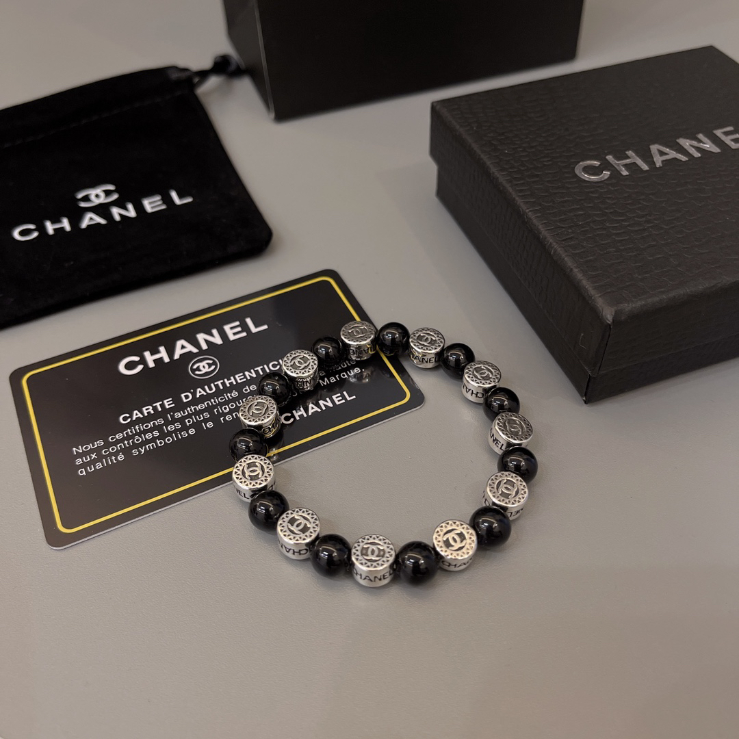 Chanel obsidian distressed bracelet
