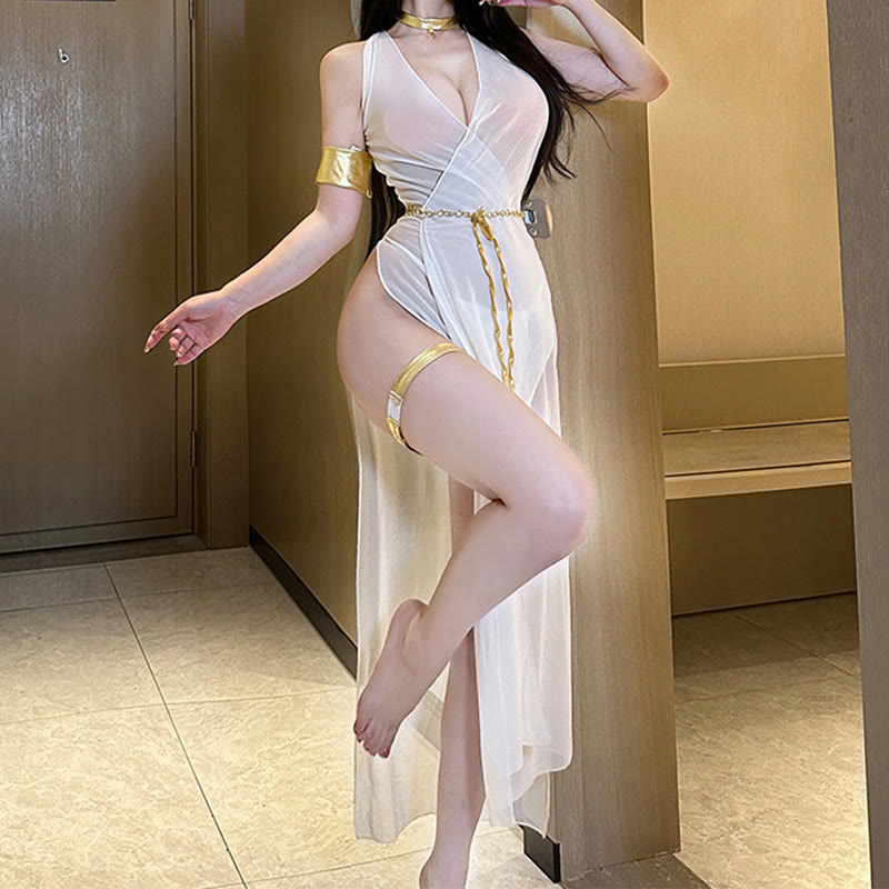 Vintage See-through Split Lingerie Dress