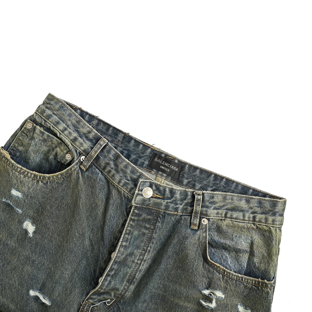 Balenciaga Blue Destroyed Denim Jeans