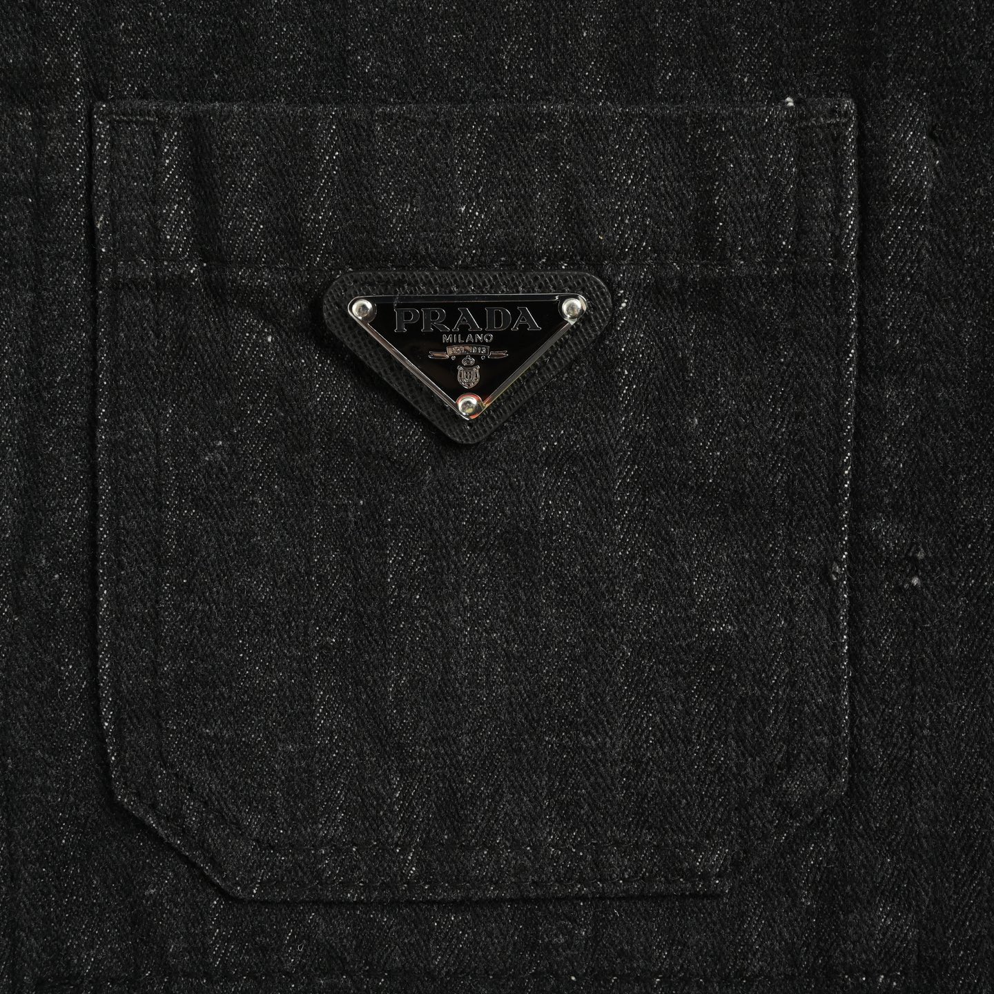 Prada 25Fw triangle logo washed denim jacket