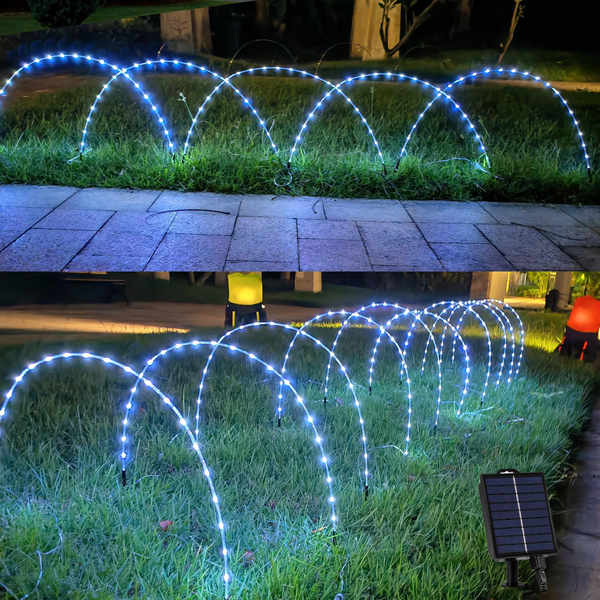 5-in-1 Solar Pathway Lights, Outdoor Waterproof, 120 LEDs, 8 Lighting Modes