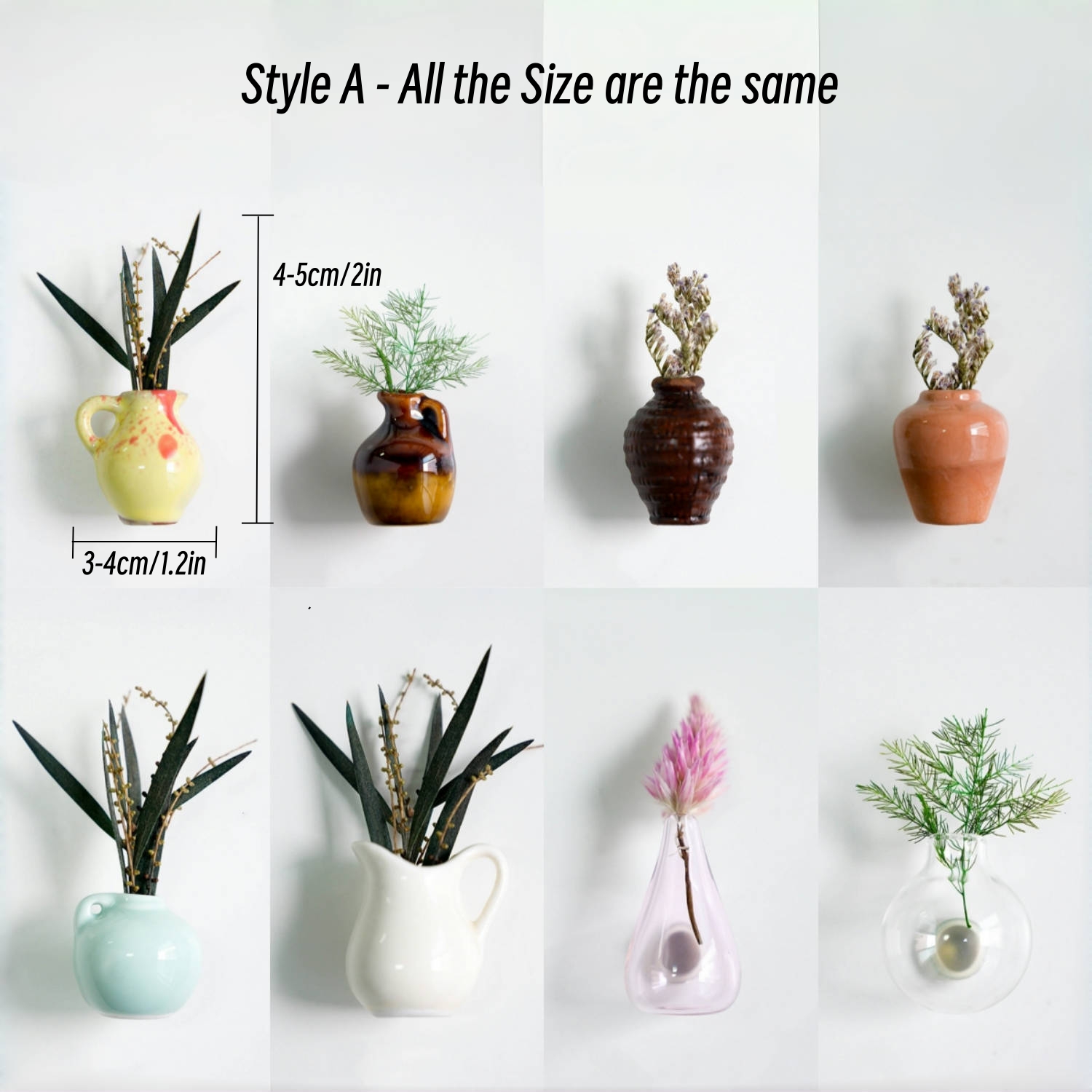 ON SALE🔥8 Pcs/Set Magnetic Mini Ceramic Glass Vase With Dropper - Handmade Ceramic Vase