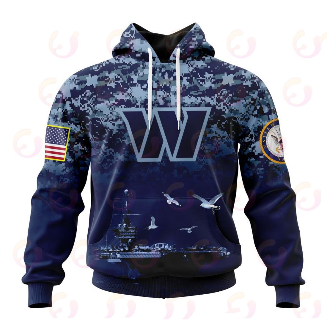 WASHINGTON 3D HOODIE HONOR US NAVY VETERANS
