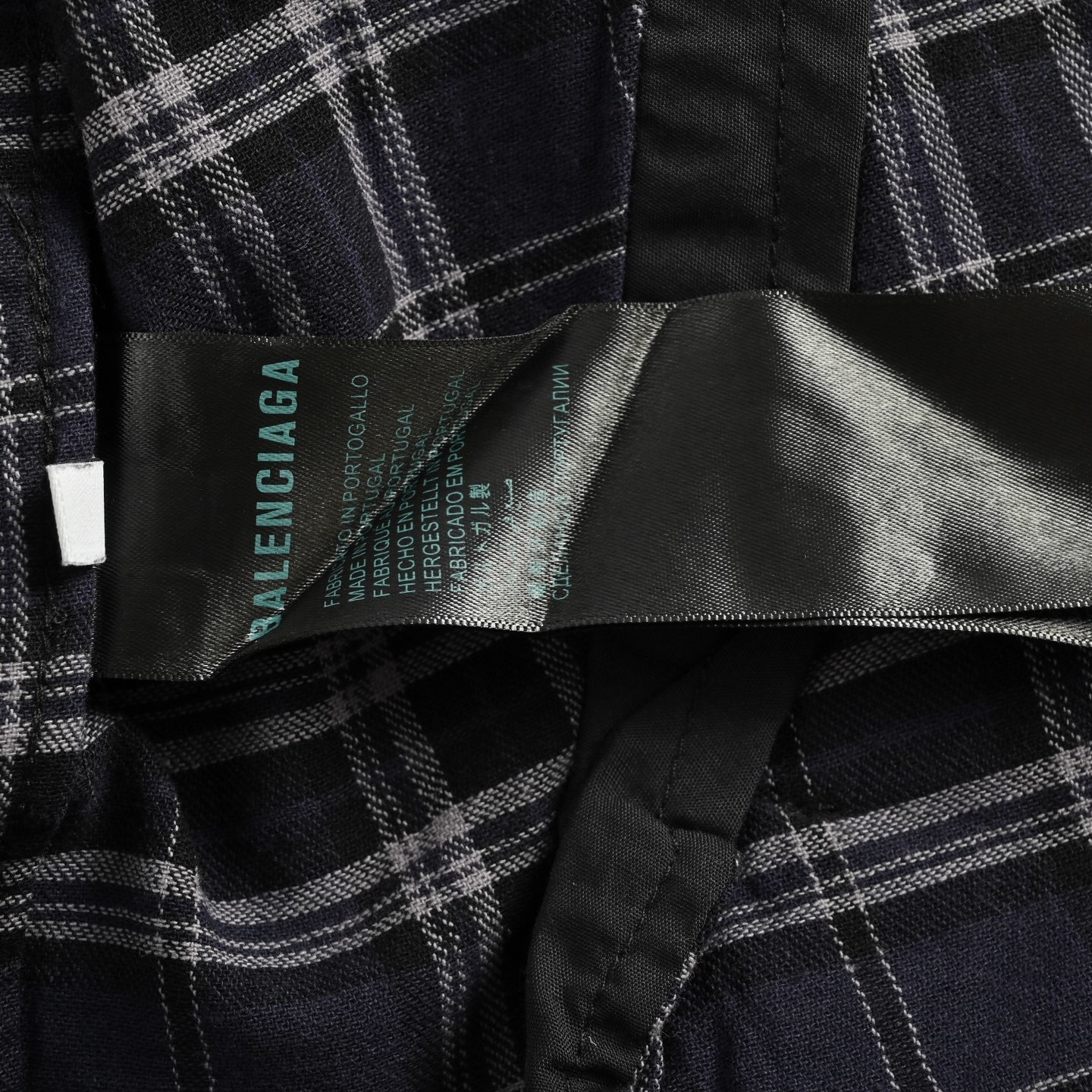 Balenciaga 25Fw blue check appliqué jacket
