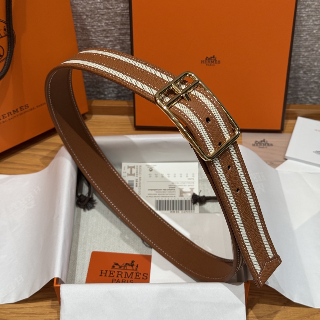 Hermès Half Cod Riviera double-faced leather belt, 3.8cm wide