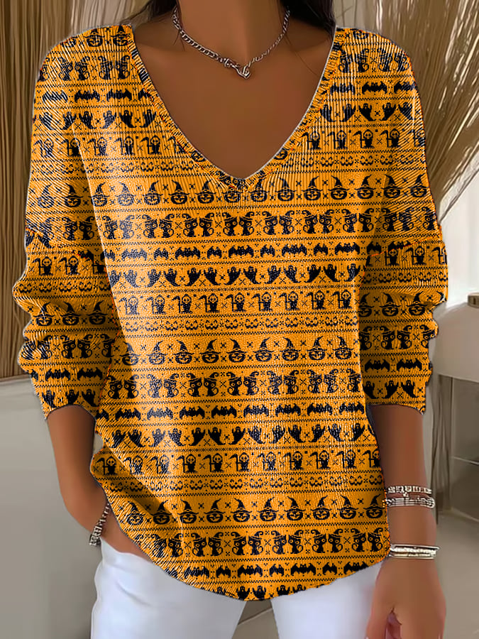 🔥Buy 3 Get 10% Off🔥Women'S Casual Halloween Long Sleeve T-Shirt