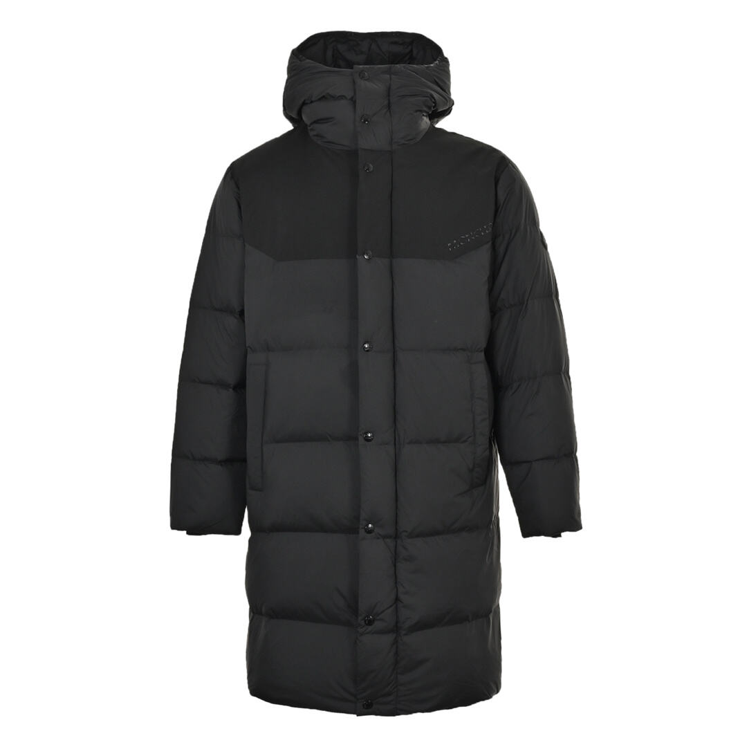 Moncler patchwork long hooded down jacket