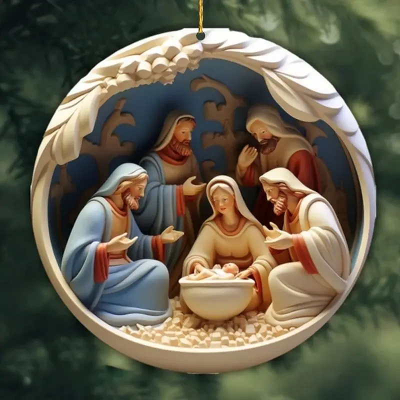 ON SALE🔥6Pcs/Set 3D Effect Double-Sided Nativity Scene Wooden Decoration -Buy 4 Sets Free Shipping