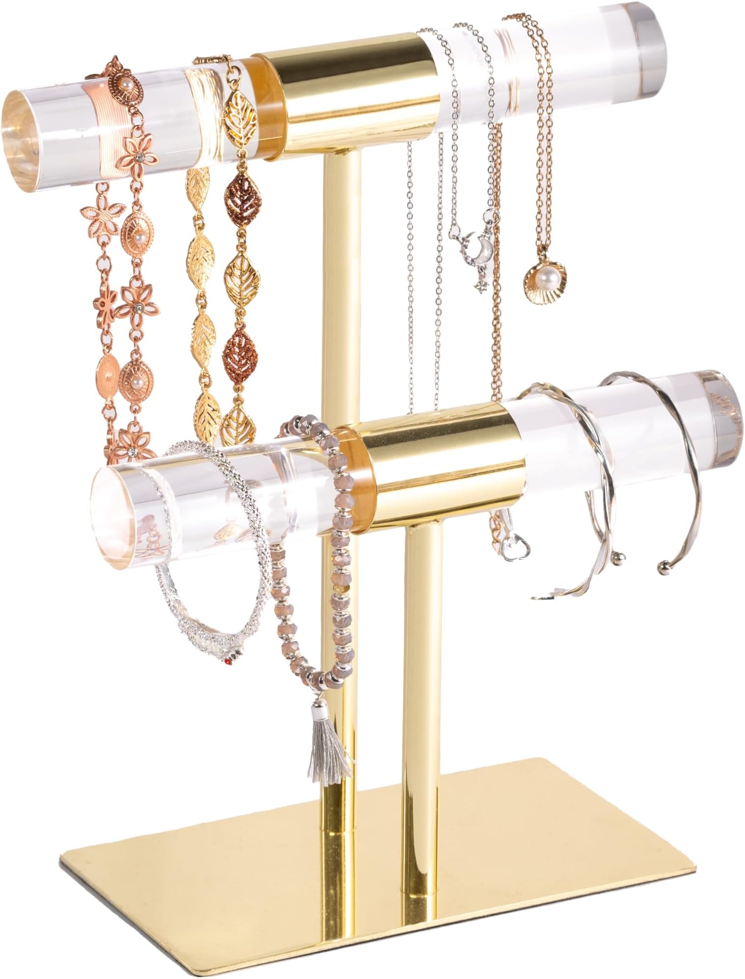 🔥Last Day 50% OFF🔥Shiny Gold Acrylic Jewelry Organizer Stand Display