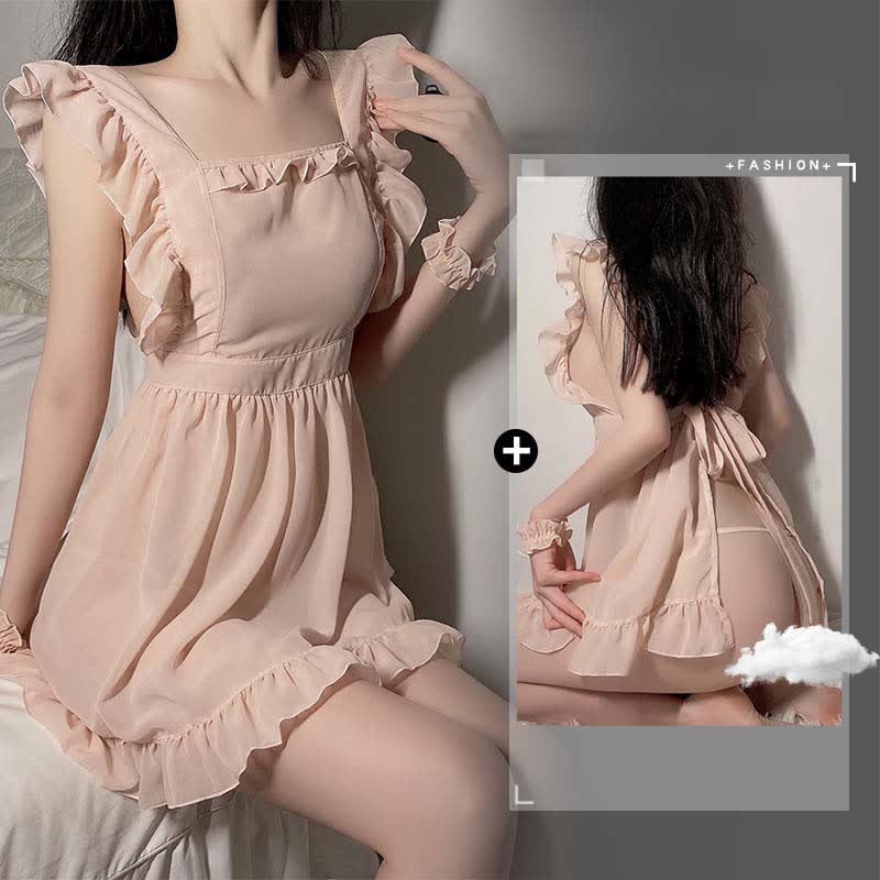 Cosplay Maid Backless See Through Lingerie Dress