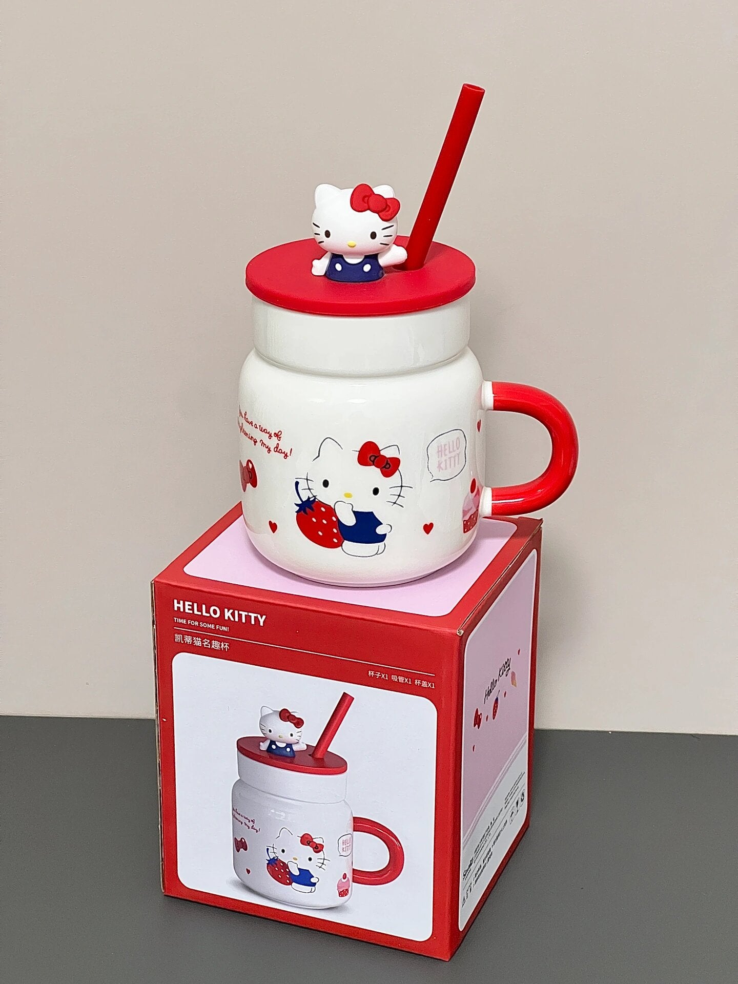 Sanrio Ceramic Coffee Cup with Silicone Lid Spoon Tea Cup Milk Mug Gift