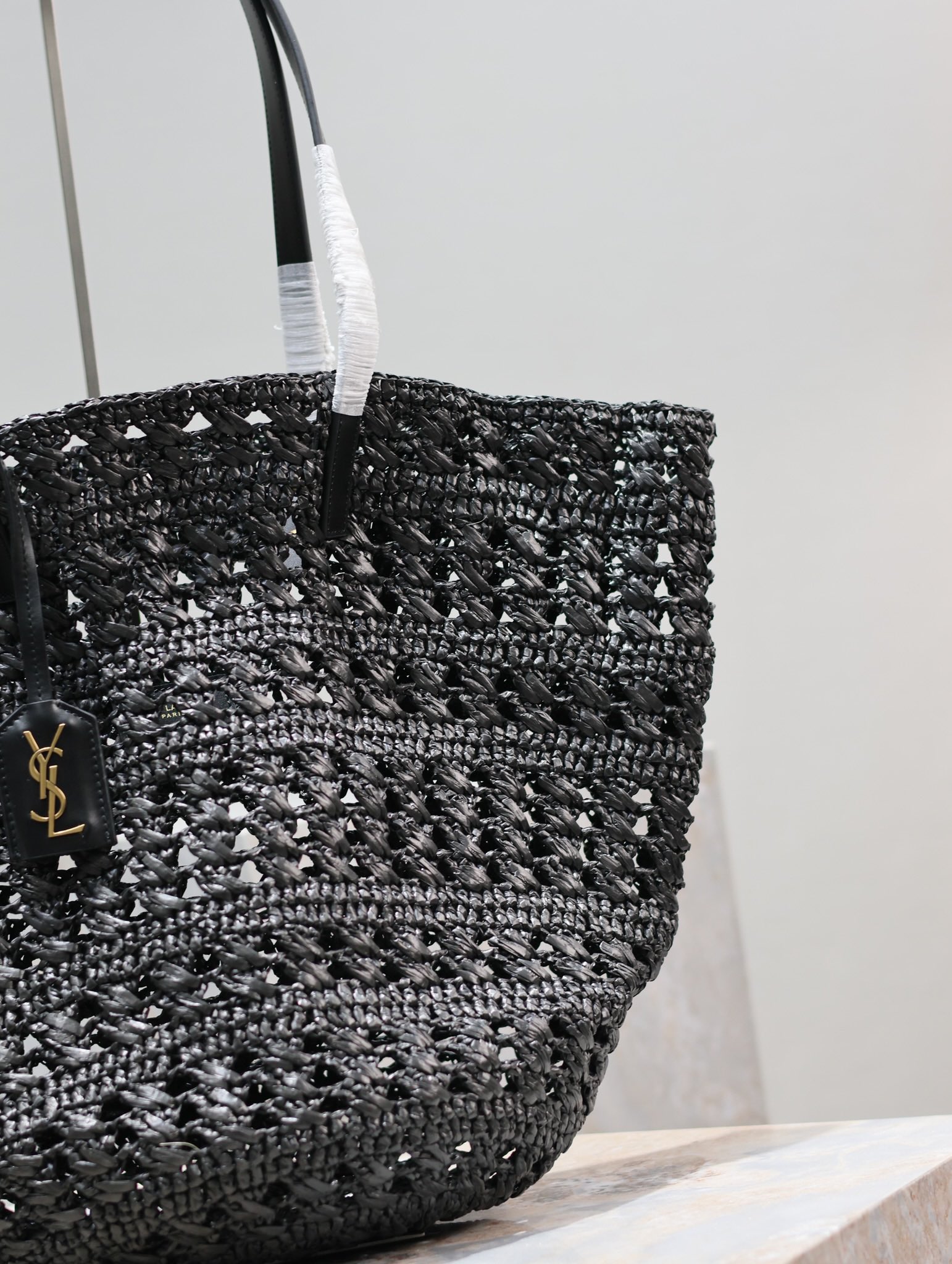 Yves Saint Laurent basket hollow straw tote bag 761457