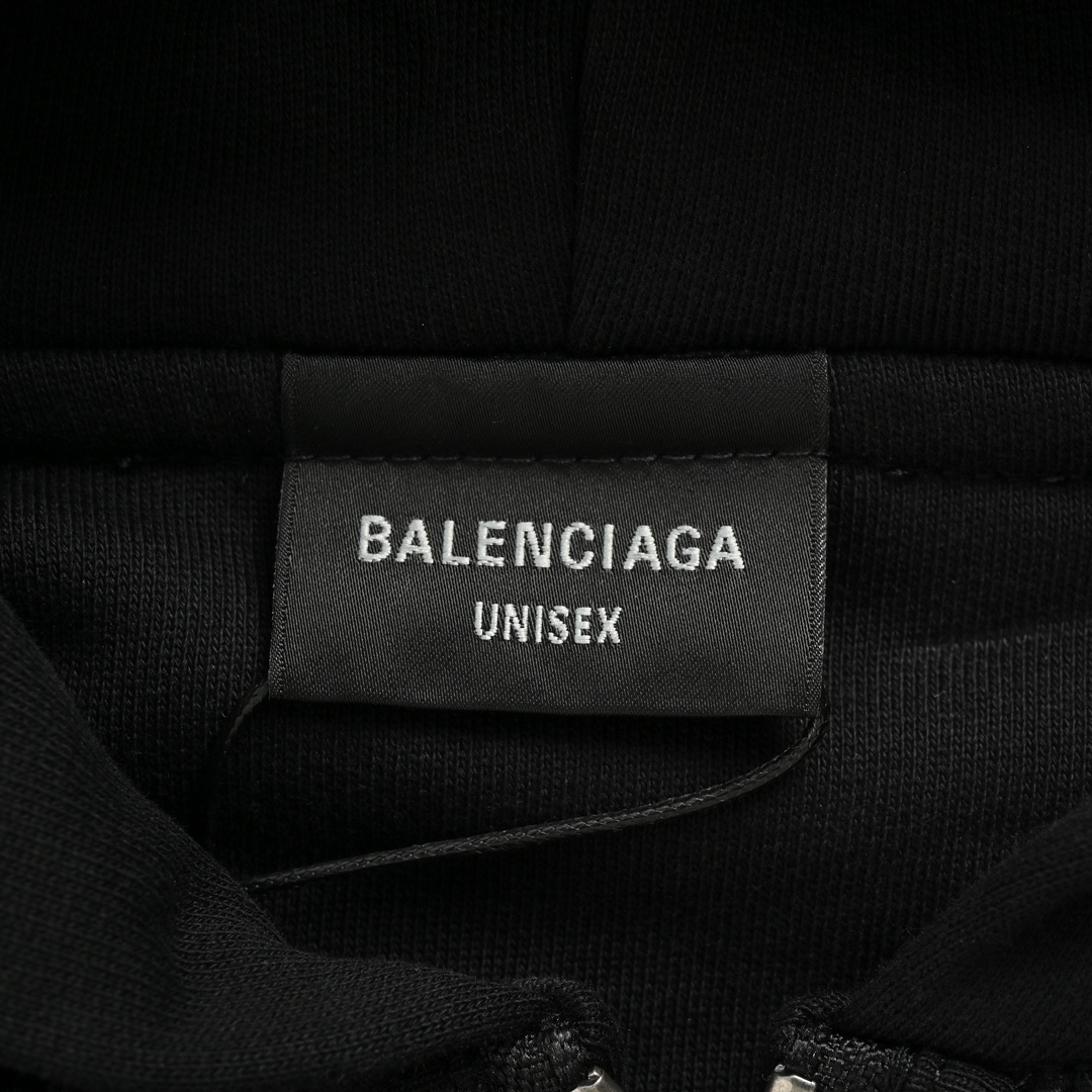 Balenciaga 24Fw reverse embroidered double-ring zipper hooded jacket