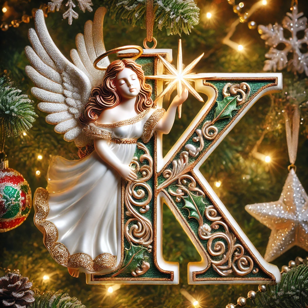 Angel Initial Christmas Ornaments