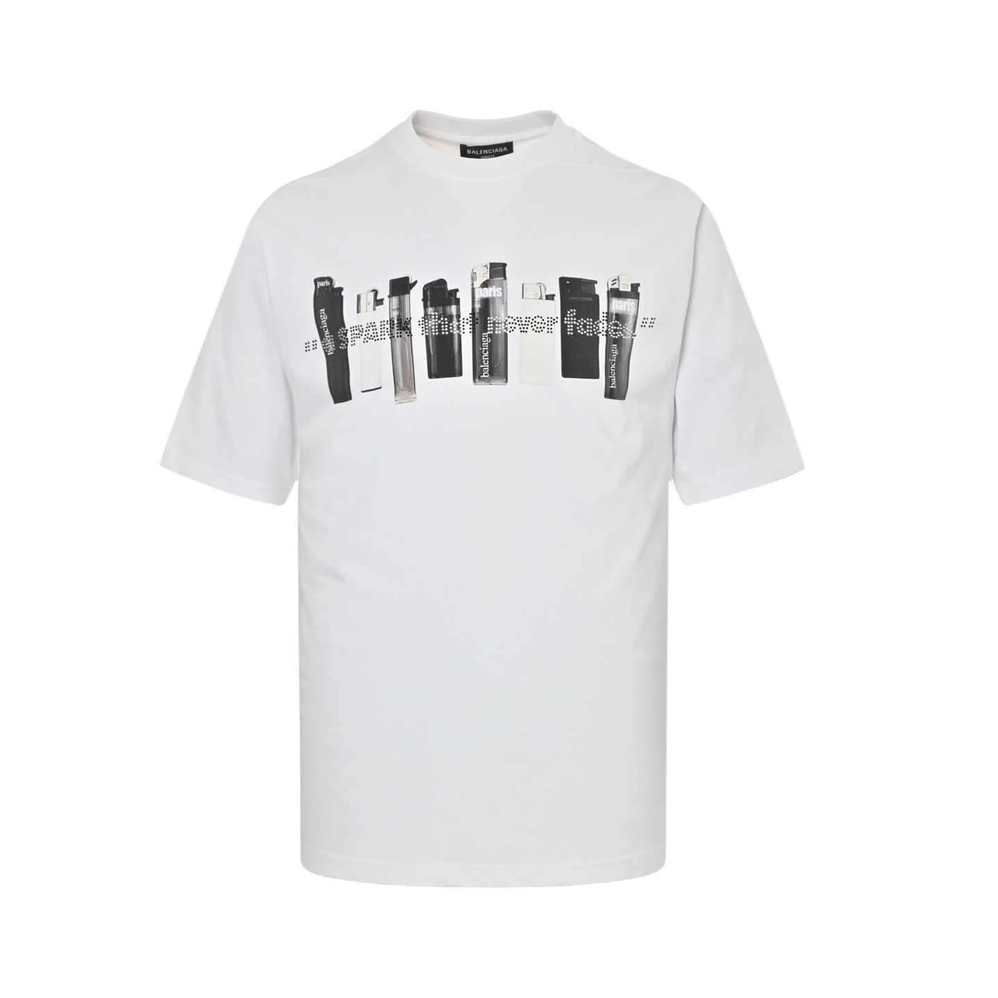 Balenciaga 25ss lighter print rhinestone short sleeves