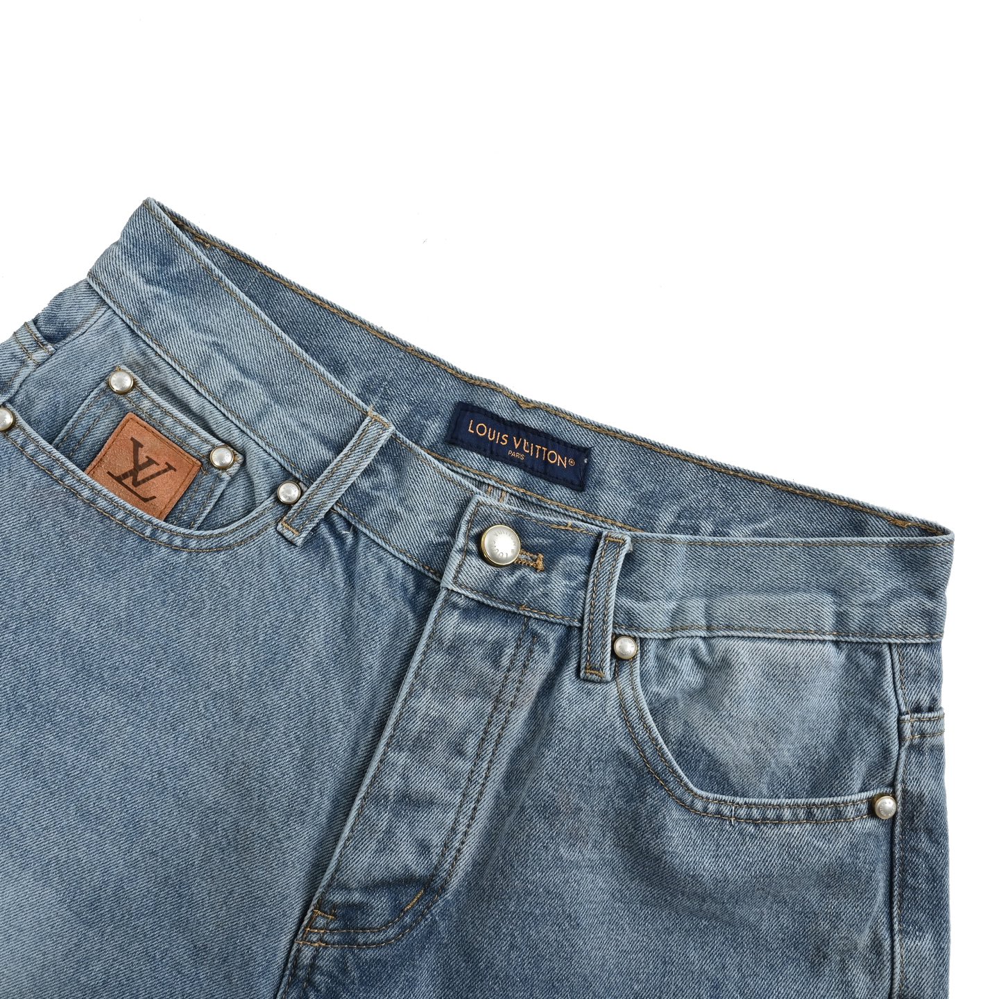 Louis Vuitton 25ss embroidered pocket denim shorts
