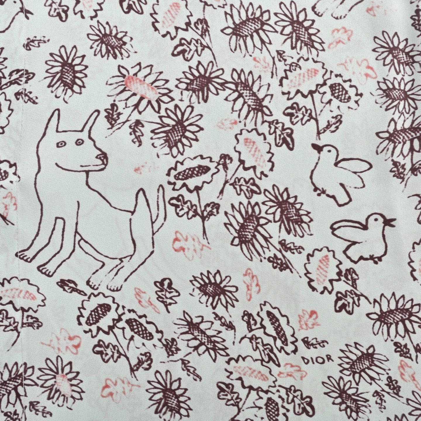 Dior 25ss floral and bird print shirt