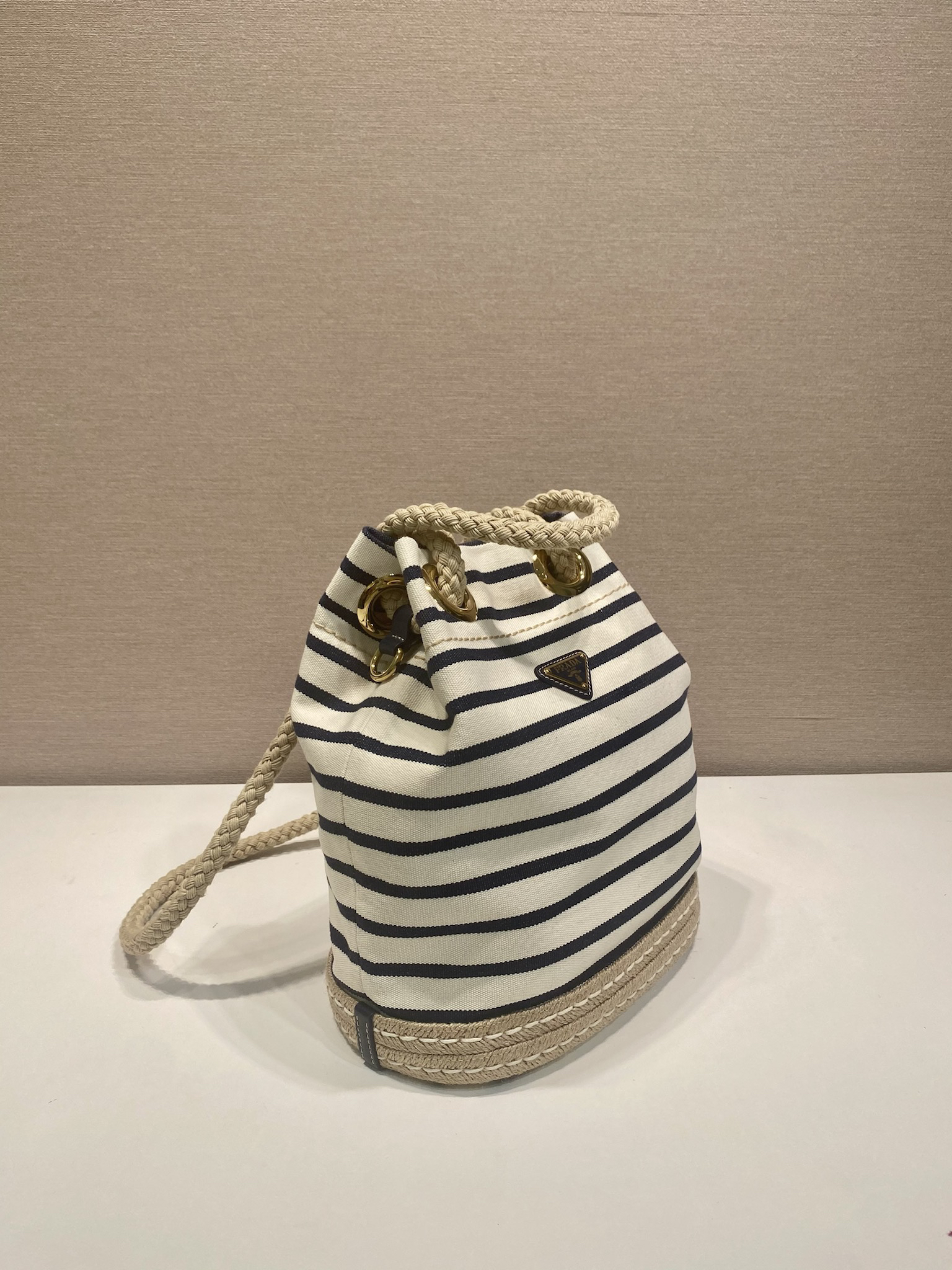 Prada New Striped Bucket Bag 1BE082