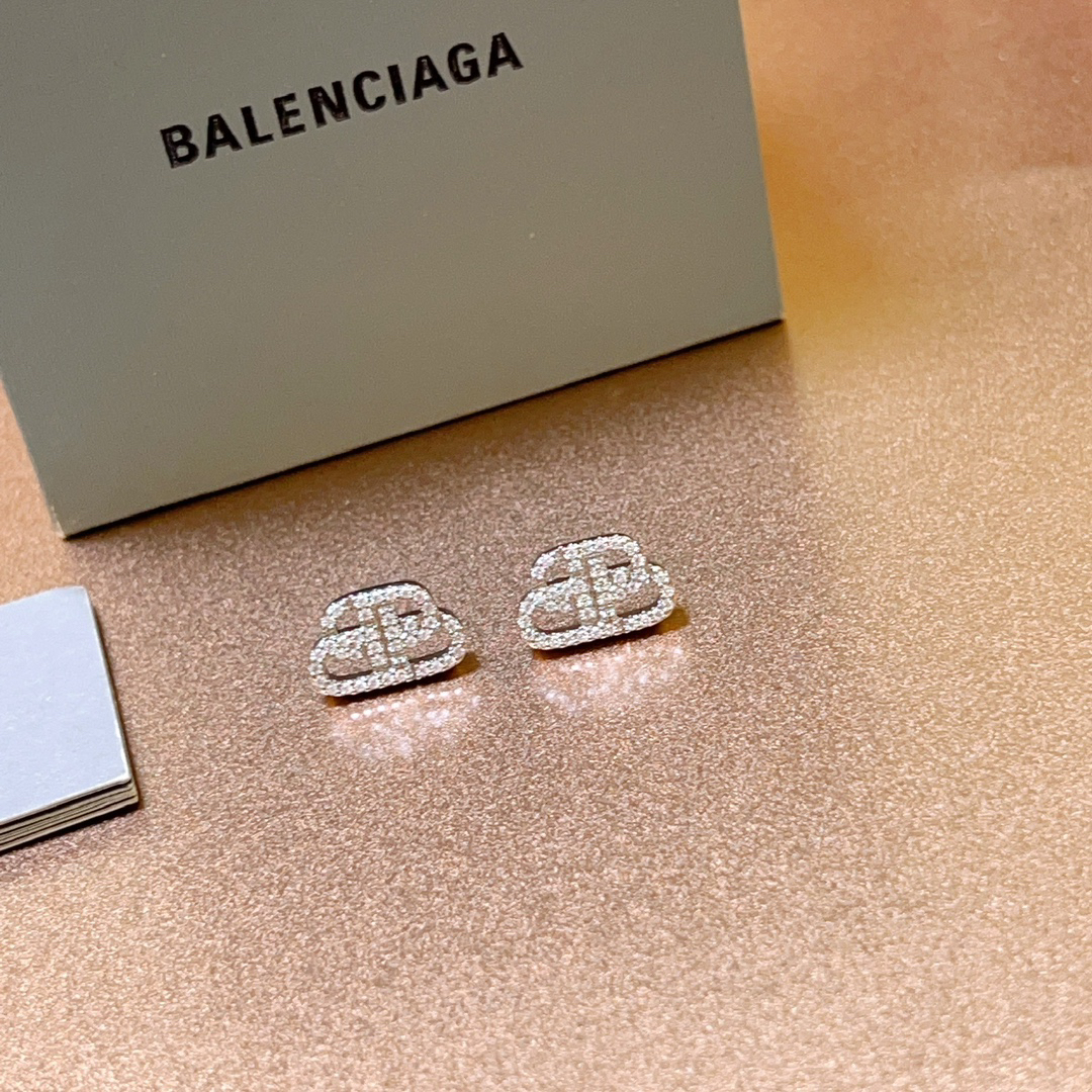 Balenciaga silver diamond earrings
