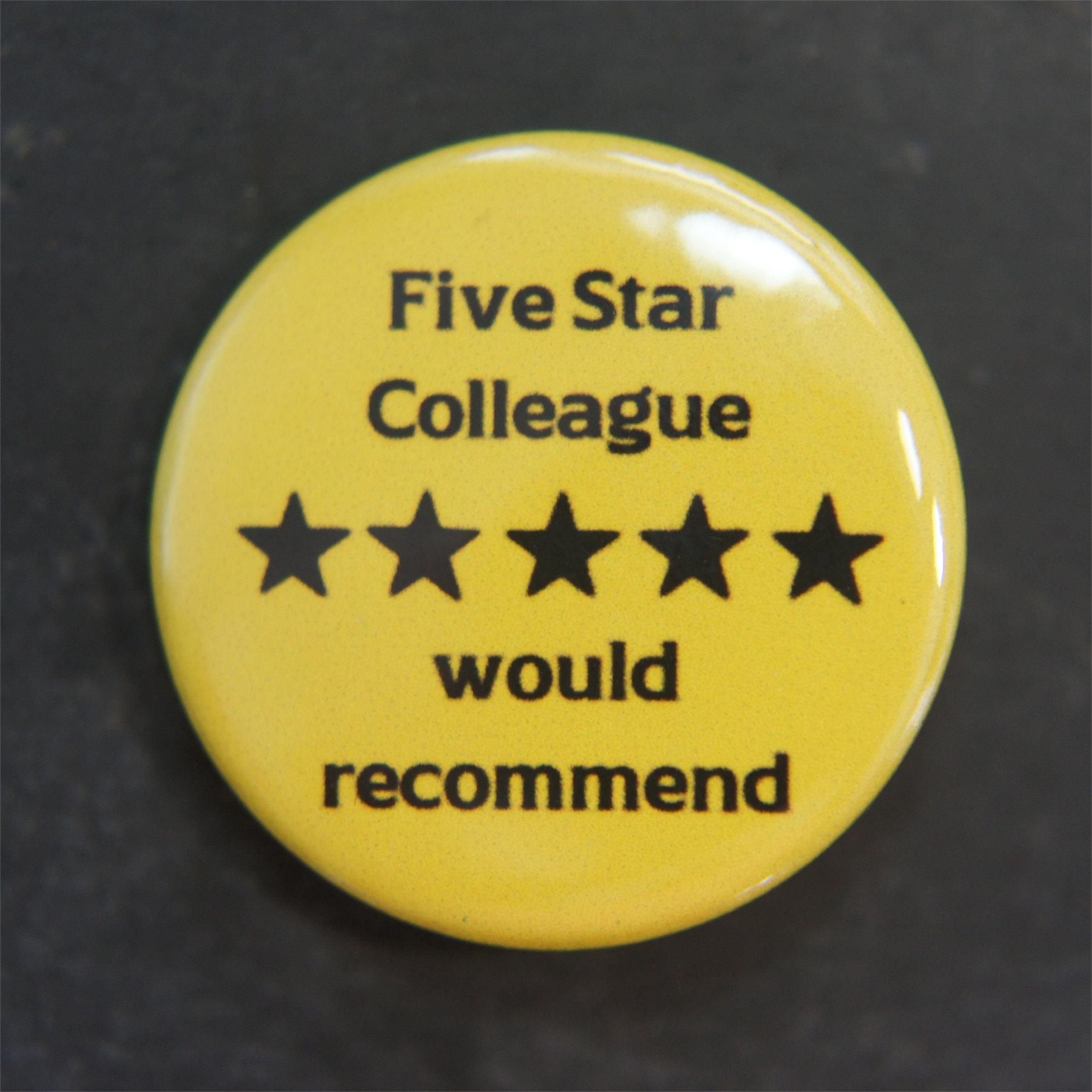 Five Star Colleague Button Badge Recommended