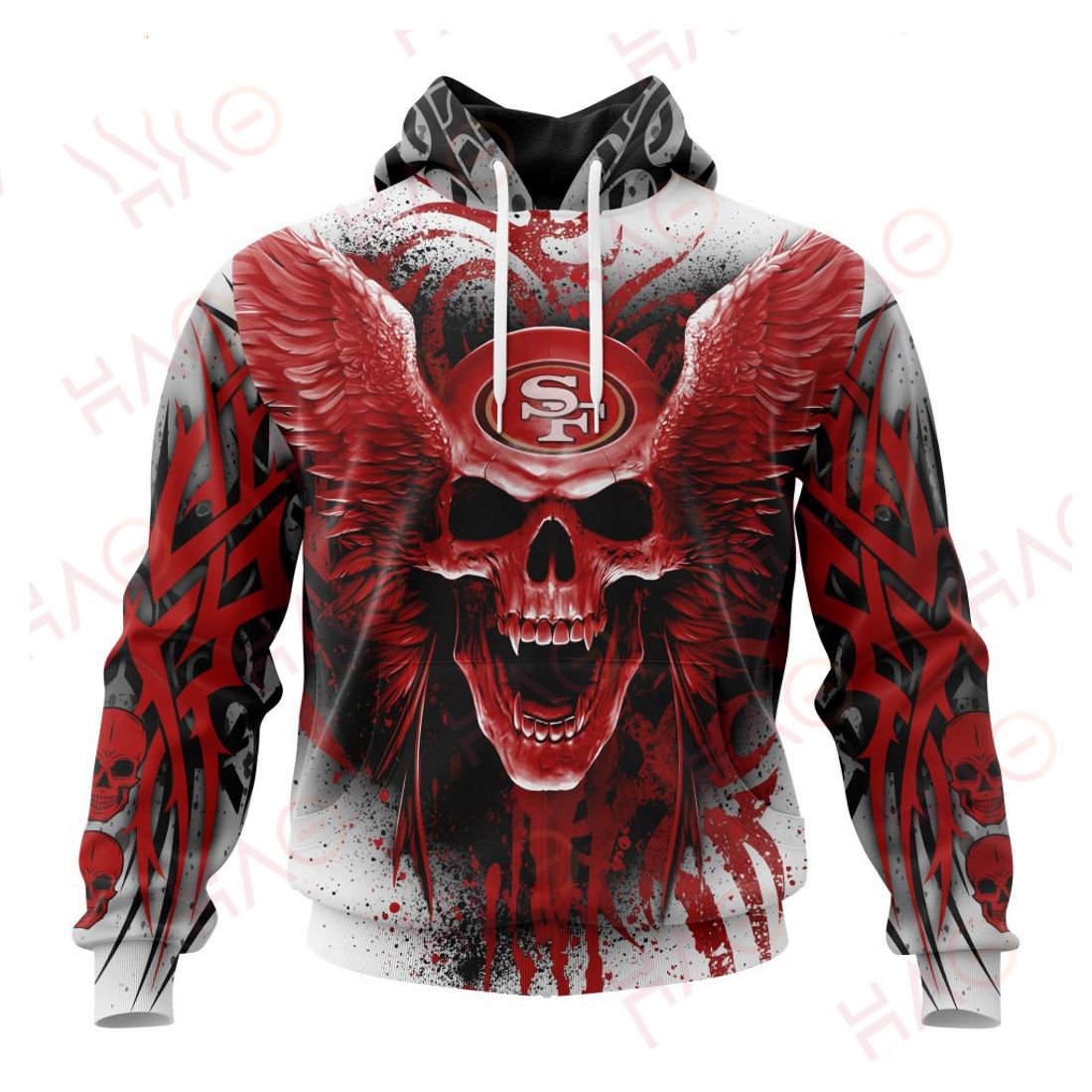 SAN FRANCISCO 49ERS 3D HOODIE SKULL ART