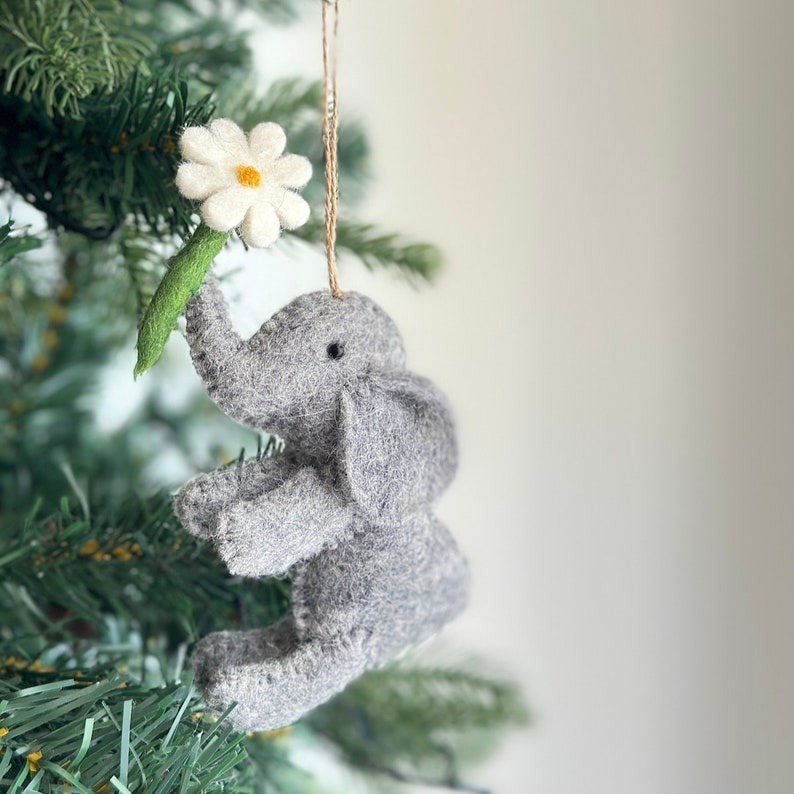 Felt Elephant Christmas Ornament with Star