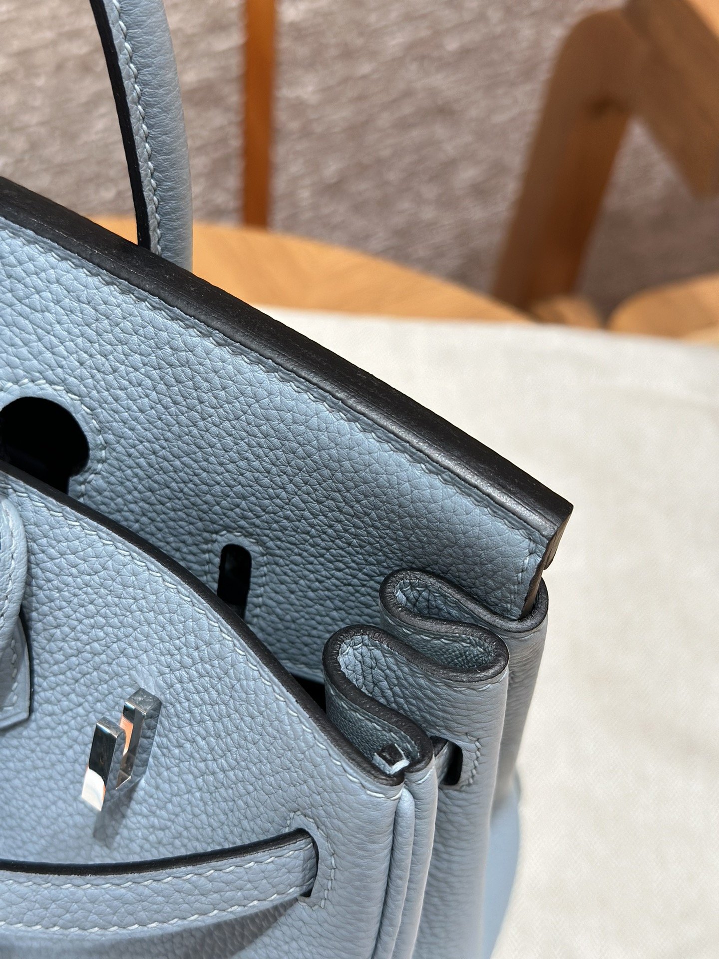 Hermes Birkin 6J7Blue lin handbag (handmade to order)
