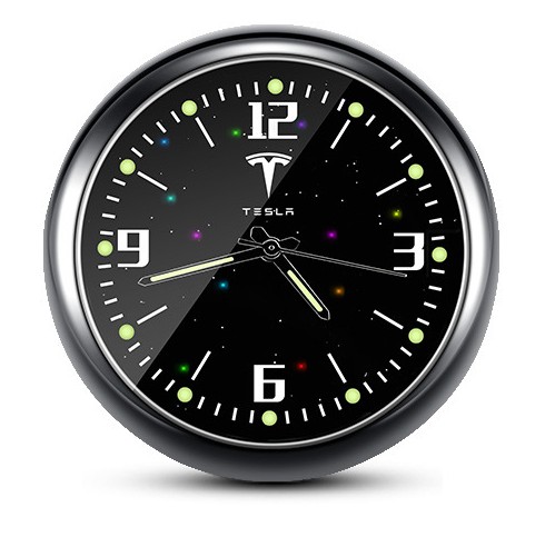 1x Luminous Diamond Quartz Analog Watch Stick On Car Clock Accessories Black
