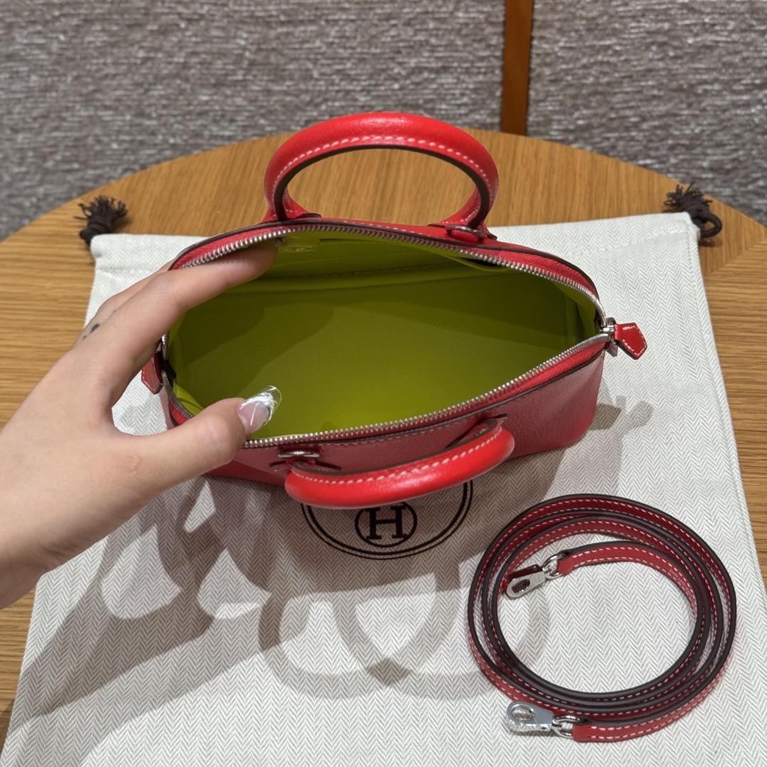 Hermès Mini Bolide S3Rouge Coeur9RLime Handbag (Handmade to order)