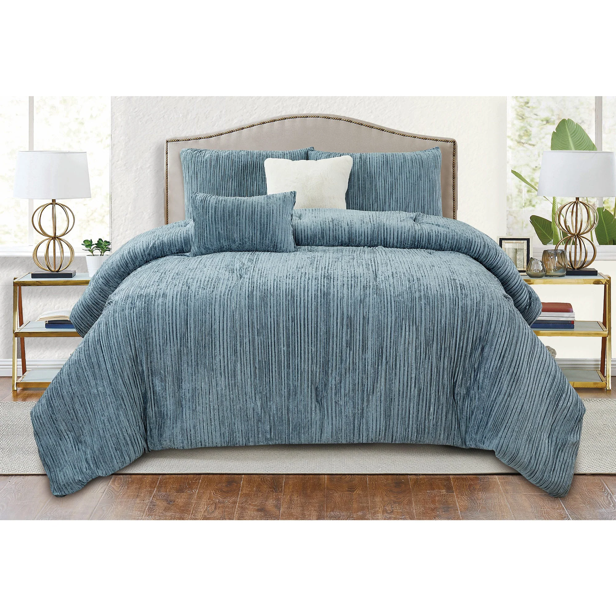 Sorrel 5 Piece Oversized Chenile Corduroy Comforter Set