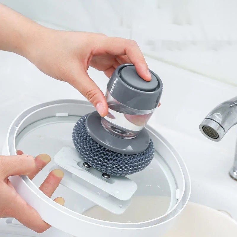 🔥Last Day 50% OFF🔥Kitchen Soap Dispensing Palm Brush🔥BUY 3 GET 4 STEEL WIRE BALL FREE