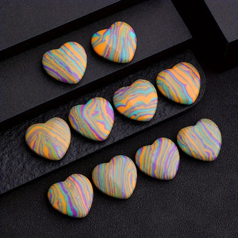 Rainbow Heart-Shaped Faux Jade Pocket Stones