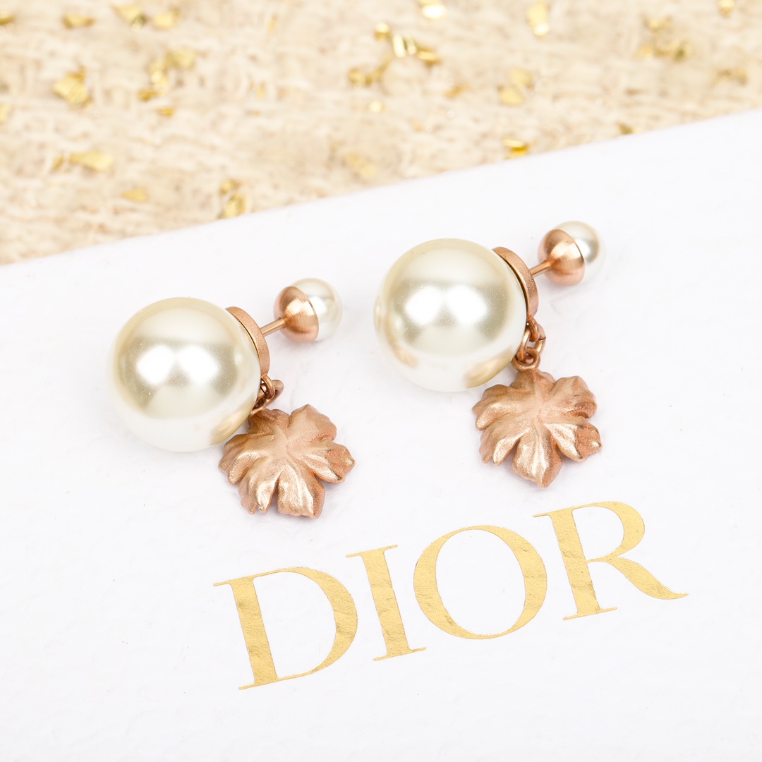 Dior Rose Pearl Earrings