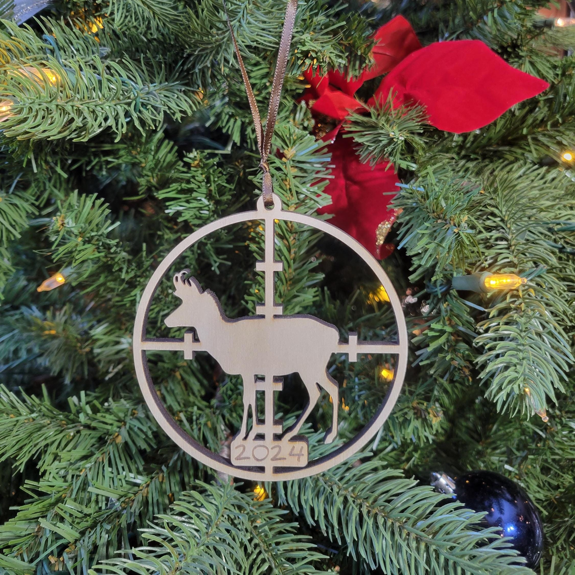 Wooden Hunting Christmas 2024 Tree Ornament