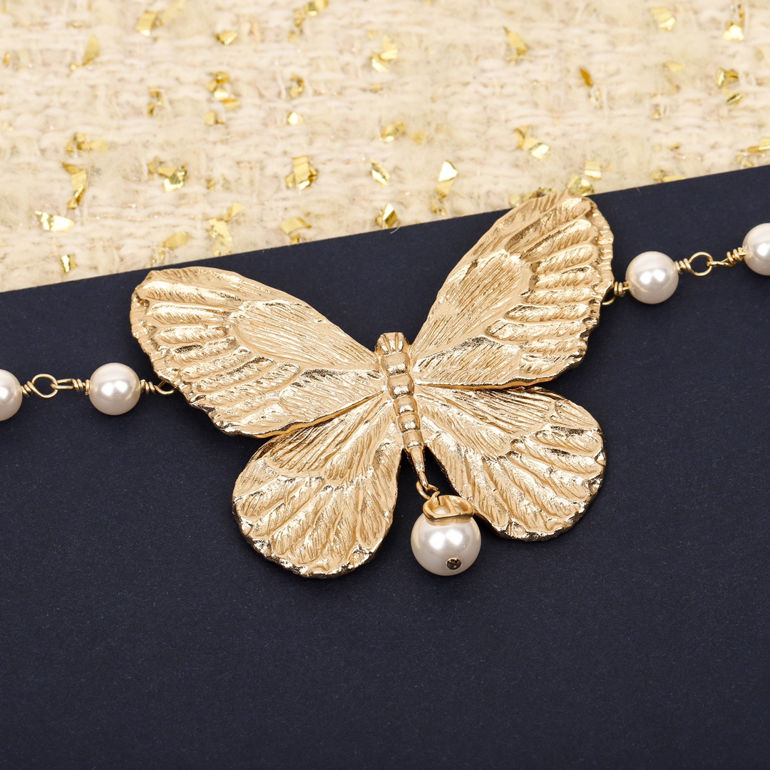 Dior Butterfly Pearl Necklace