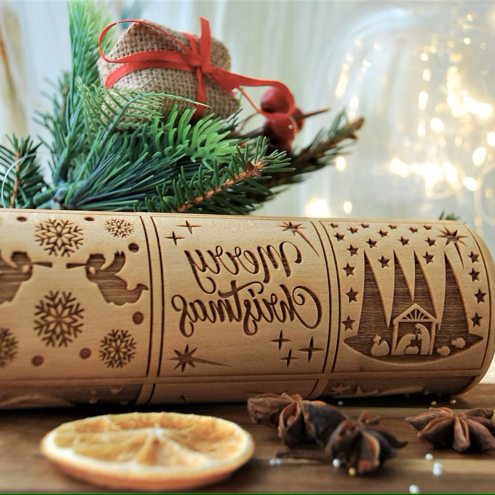 Christmas Sale🔥Nativity Engraved Christmas Cookies Chocolate Rolling Pin