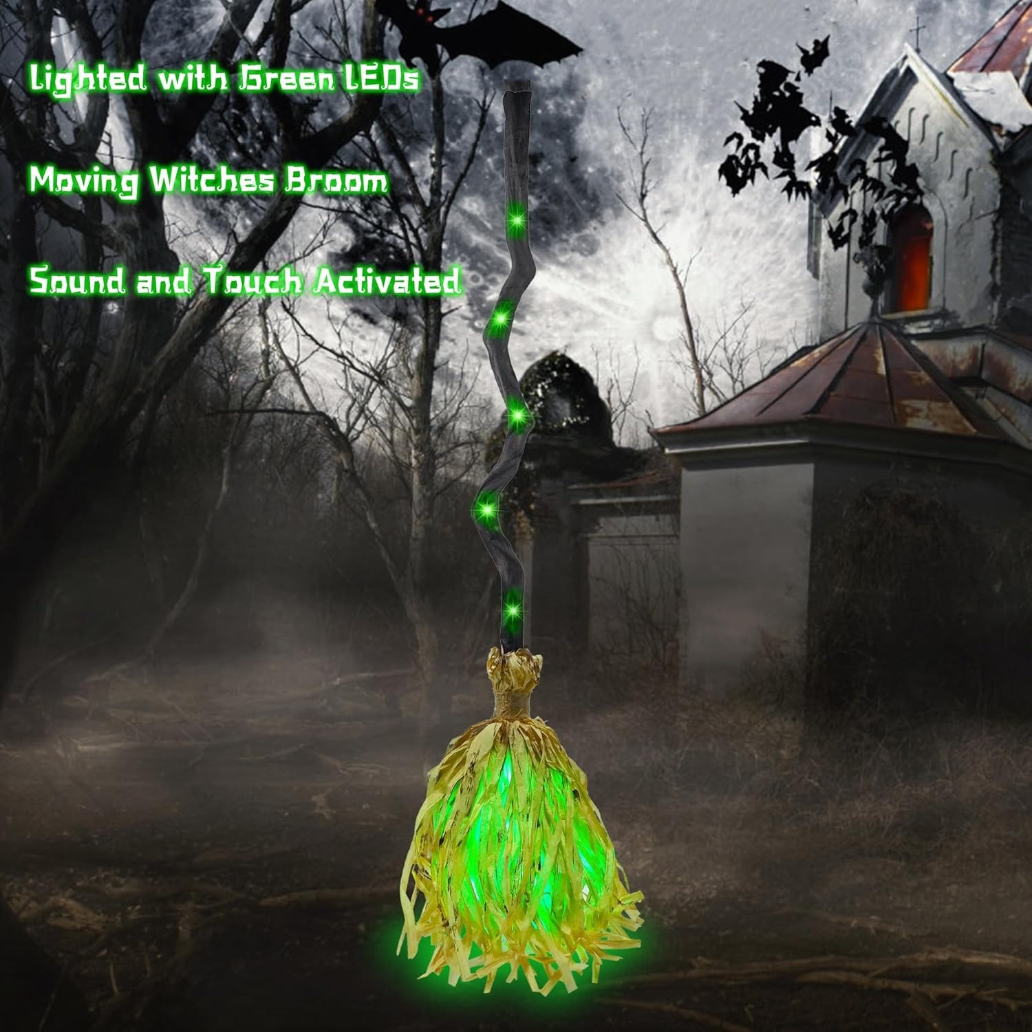 ⚡Flash Sale⚡Halloween Mobile Glowing Witch Broom with Spooky Sounds