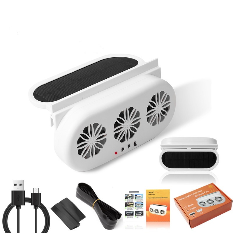 🔥Last Day 60% OFF🔥New Car Solar Powered Exhaust Fan-Radiator Cooling Fan with Three Air Outlets